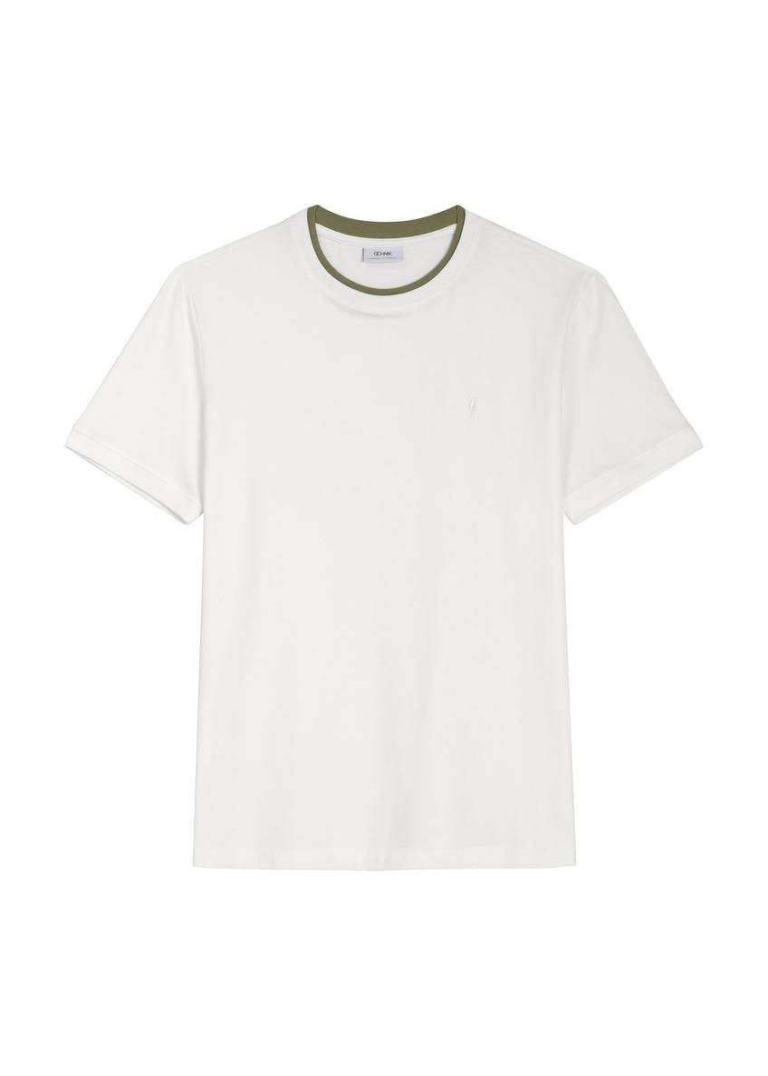 Cream cotton plain men's T-shirt TSHMT-0155-0B(Z26)