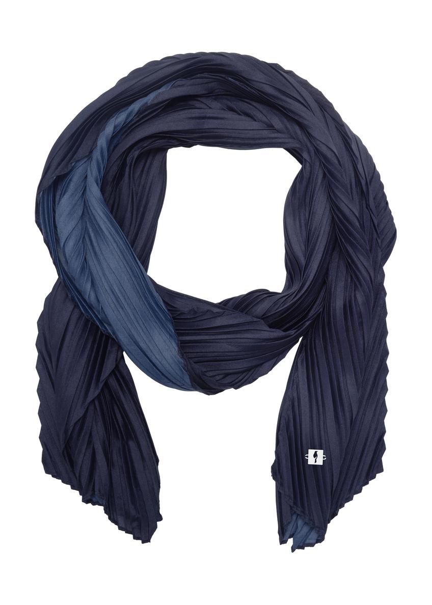 Navy blue women's scarf with crease SZADT-0157-17(W23)