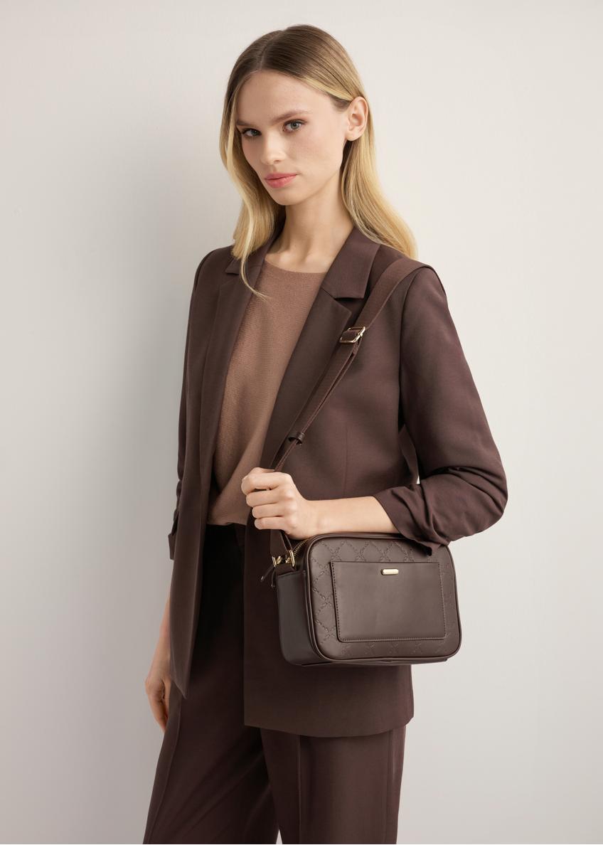 Brown women's handbag with monogram TOREC-1290-1I(Z26)