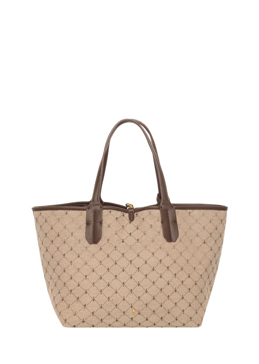 Reversible women's handbag with monogram TOREN-0359-1B(Z26), front view on a white background.