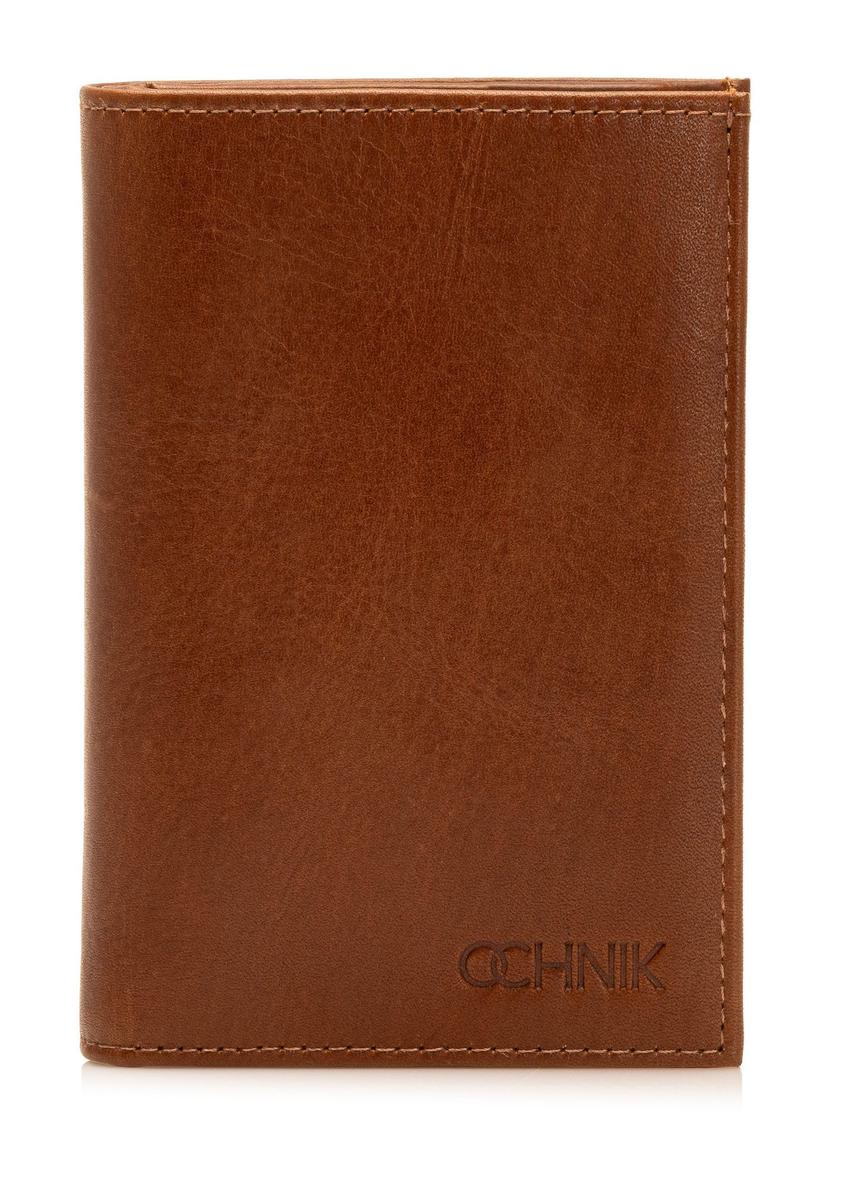 Men's cognac wallet PORMS-0300A-88(Z25), front product view on white background.