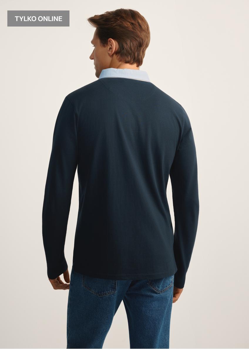 Men's navy blue longsleeve with collar LSLMT-0009-68(Z25)