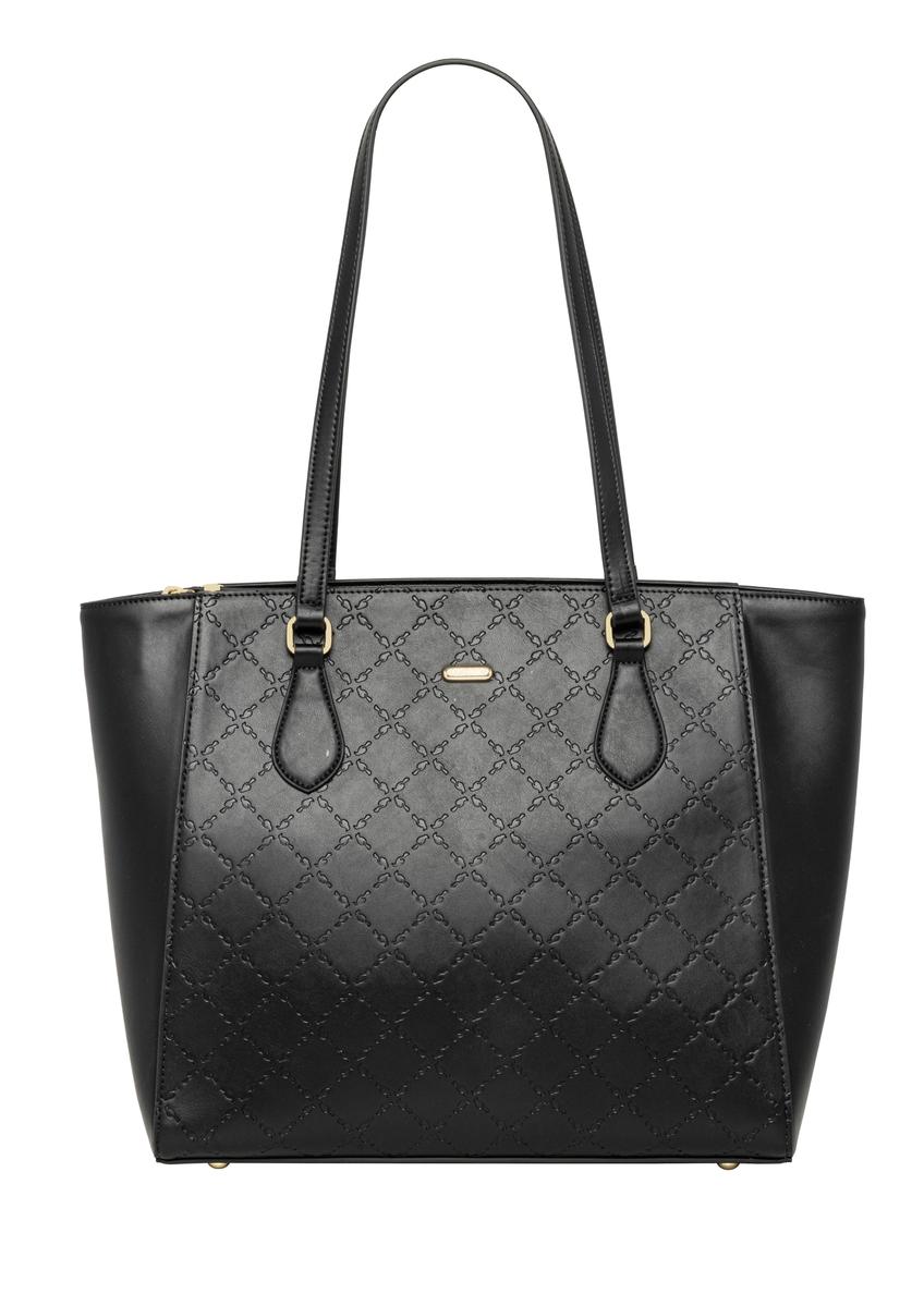 Black women's shopper bag with monogram TOREC-1291-9P(Z26)