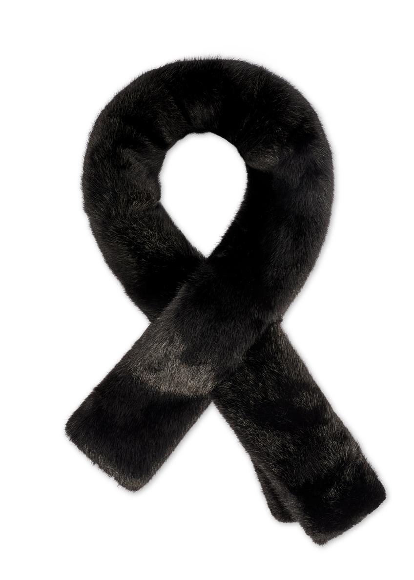 Black women's winter scarf SZADF-0035-99(Z25) - front product view, on a white background.