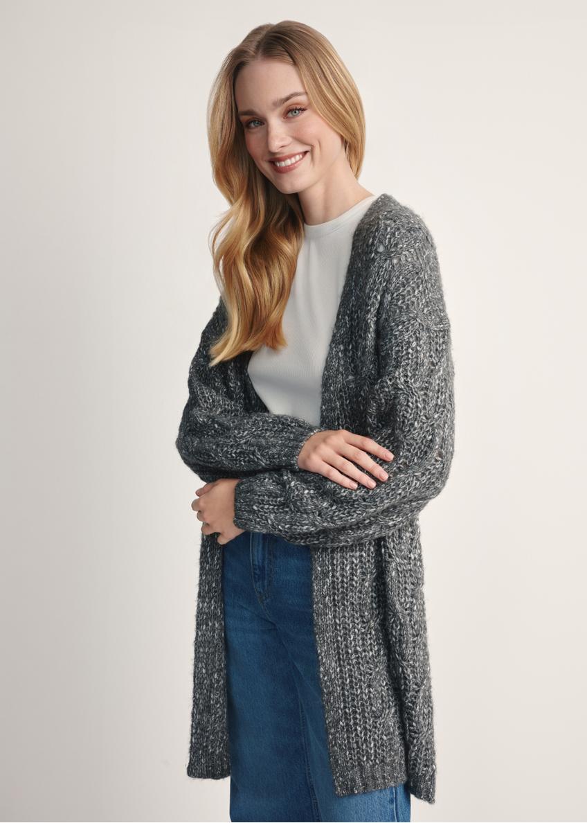 Graphite women's cardigan with a wool blend KARDT-0055-95(Z25)