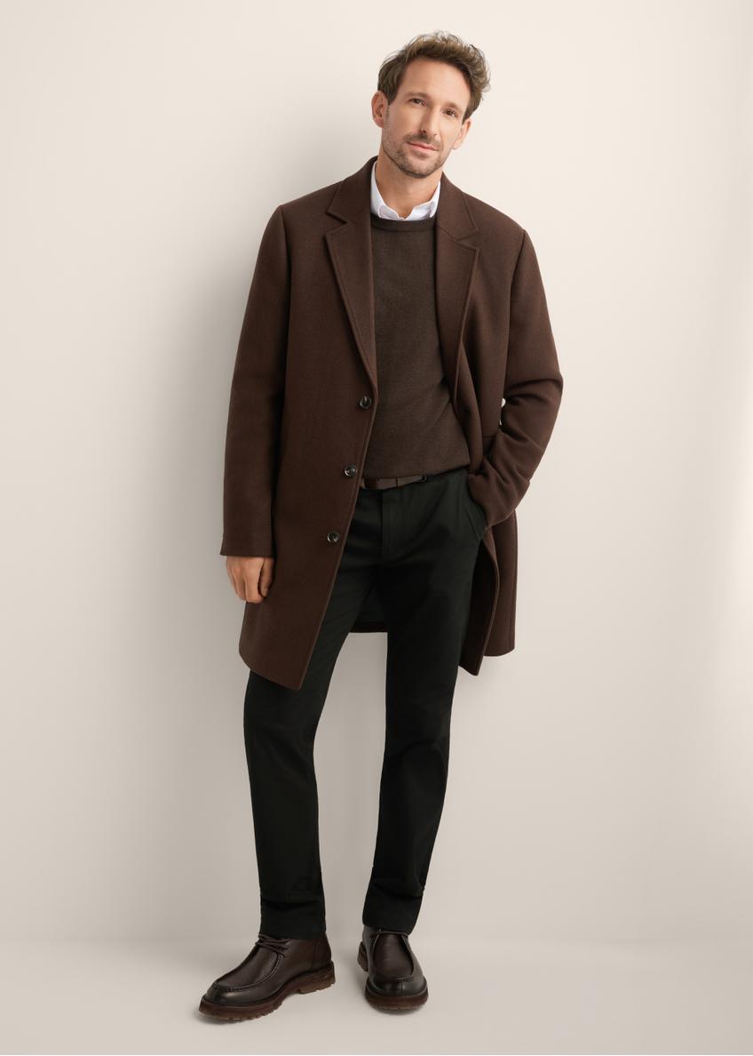 Men's brown wool coat PLAMT-0006-1I(Z26)