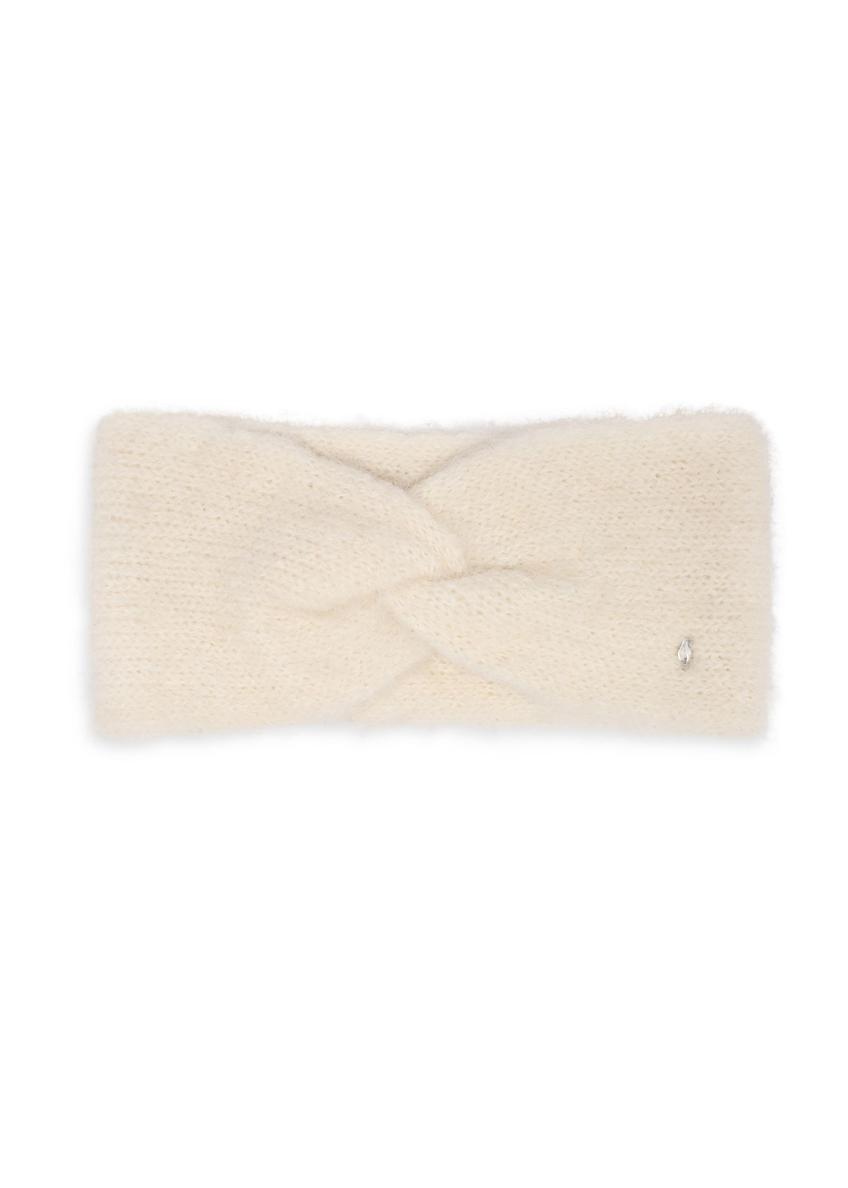Cream headband with wool CZADT-0236-0A(Z26) - front product view, on white background.