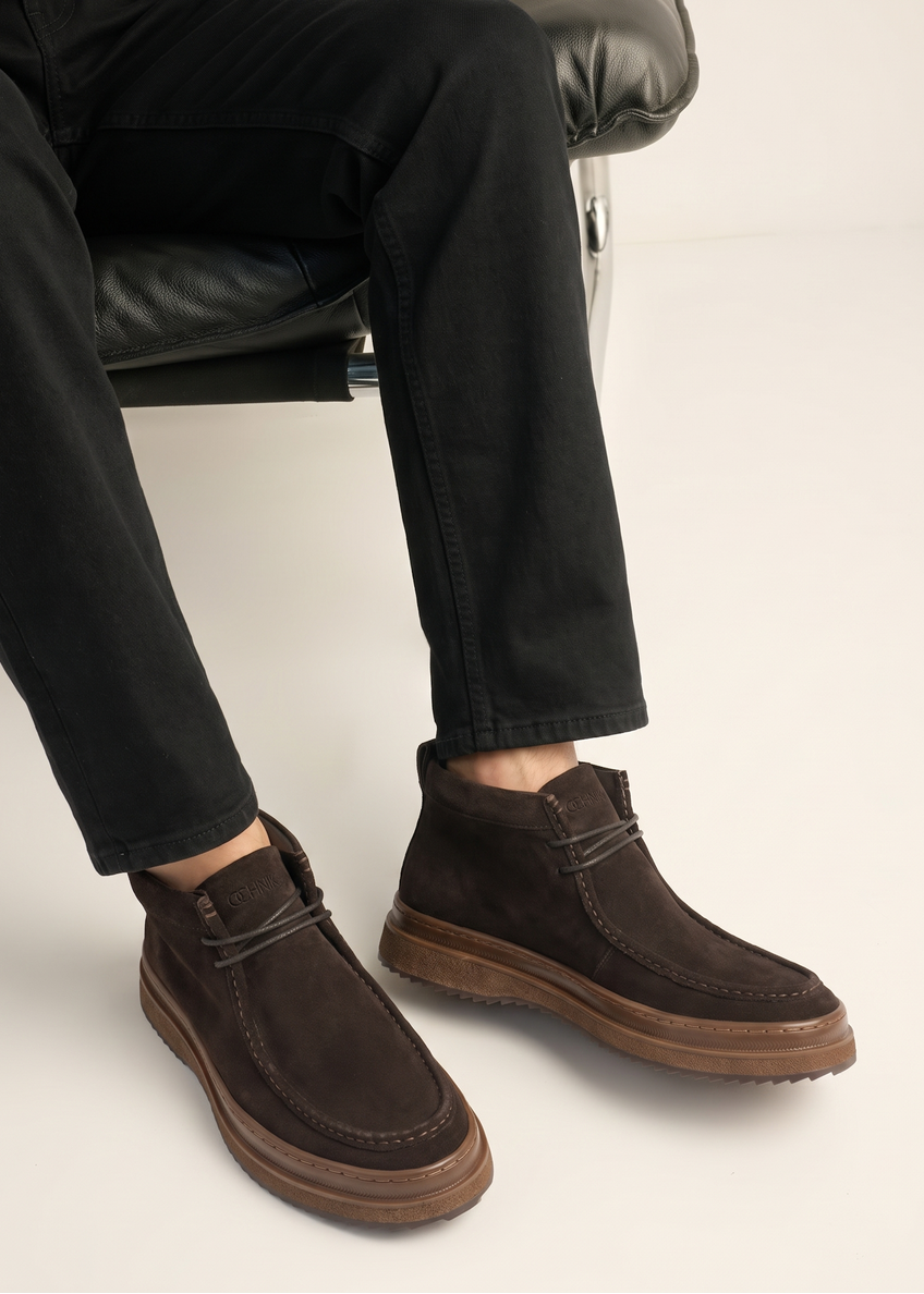 Dark brown suede men's ankle boots BUTYM-0577-1I(Z26)