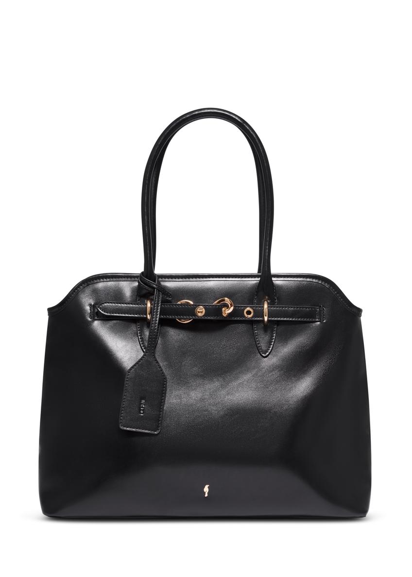 Black large women's handbag TOREC-1076-99(Z26), front product view on white background.