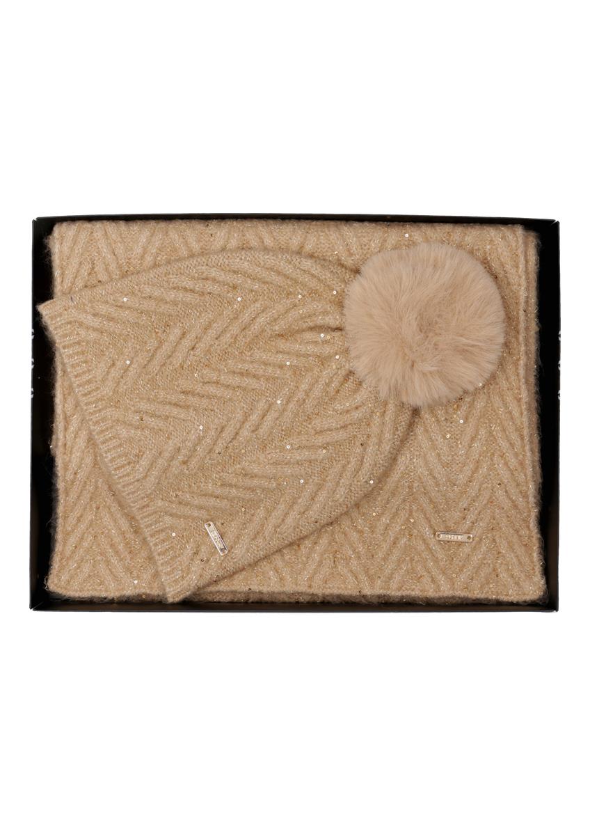 Beige cap and scarf set ZESTD-0014-1A(Z26)