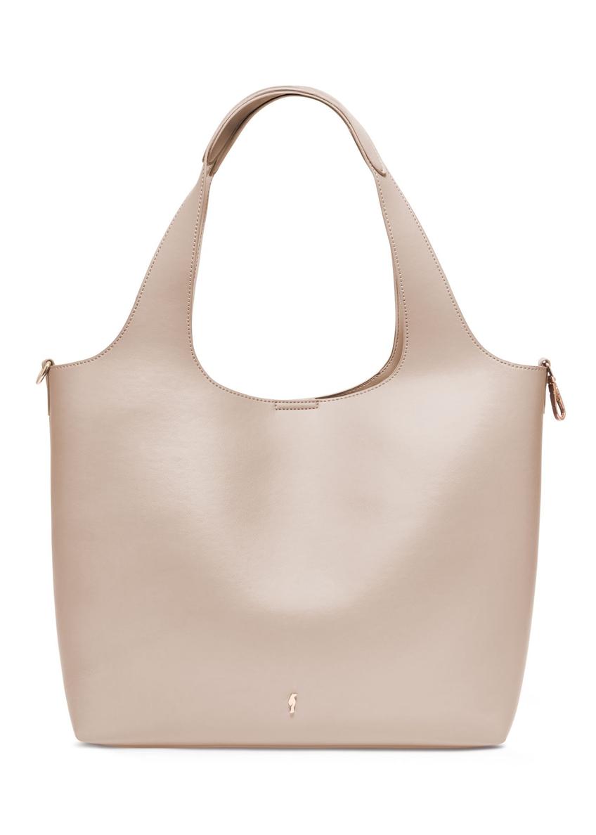 Women's ecru shopper bag TOREC-1259-0B(Z26) - front product view, on a white background.