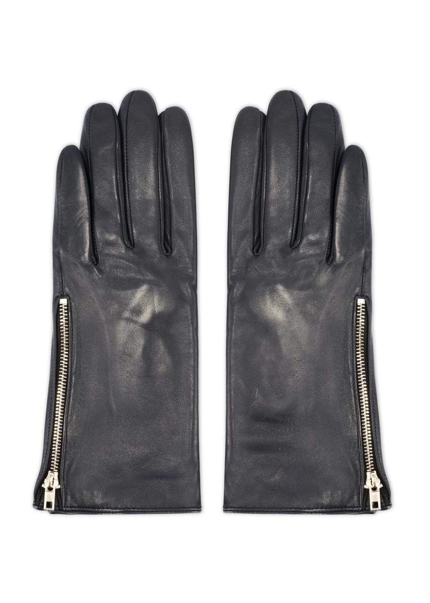 Women's leather gloves with zipper REKDS-0003A-69(Z25)