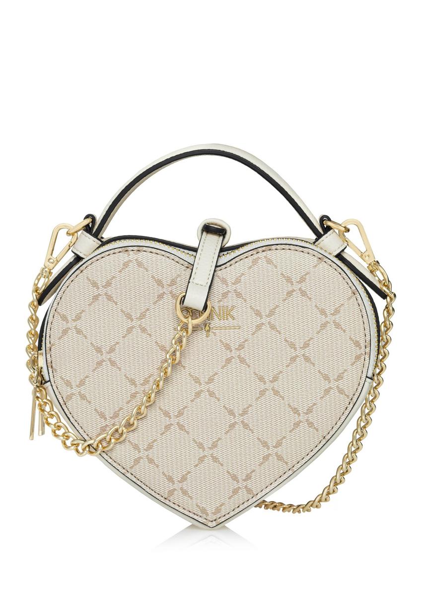 Beige handbag with heart-shaped monogram TOREC-1028-81(W25)-08