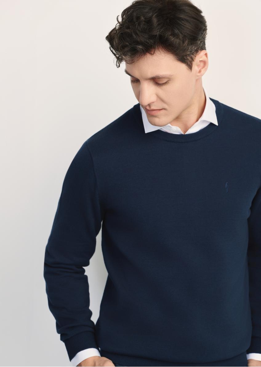 Navy blue men's basic sweater SWEMT-0114A-69(Z24)