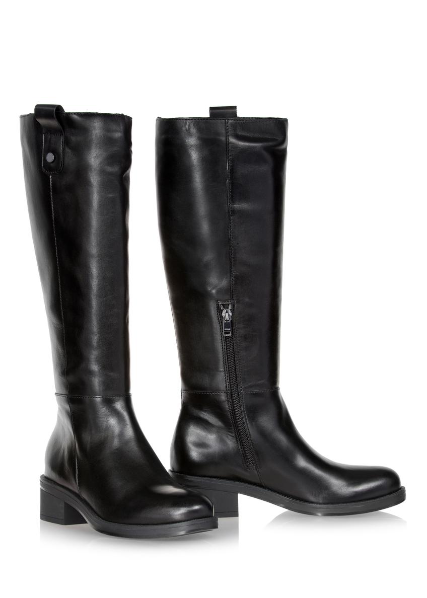 Classic black leather boots for women BUTYD-1002-99(Z23)