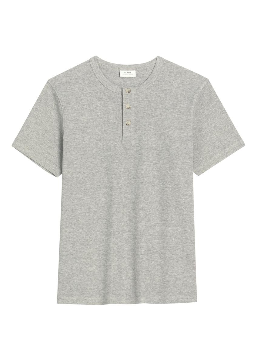 Men's gray ribbed t-shirt TSHMT-0159-9B(Z26)