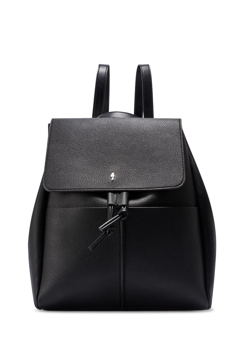 Black medium women's backpack TOREC-1132-99(W26) - front product view, on white background.