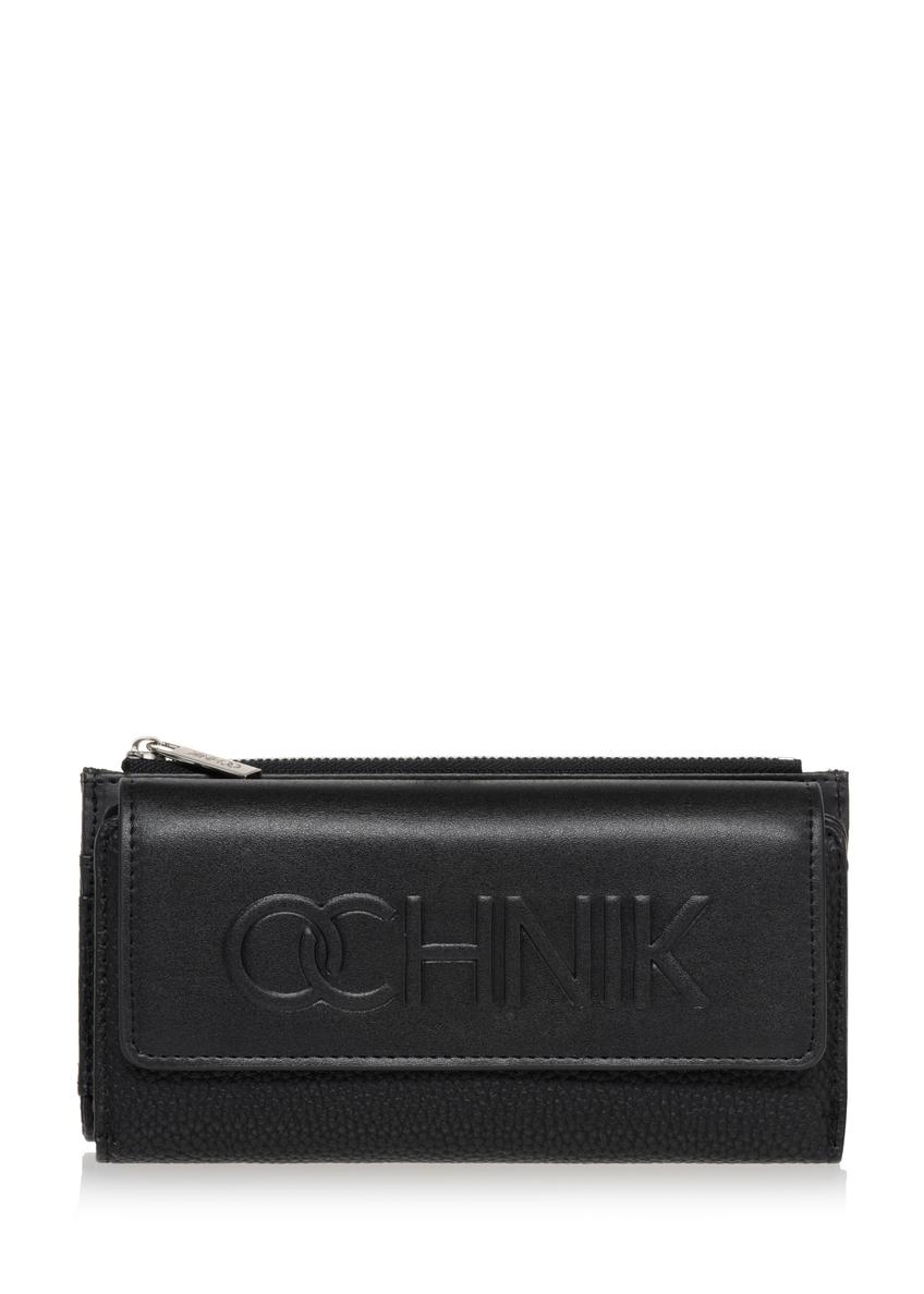 Large black women's wallet with logo POREC-0343-99(Z24)-07