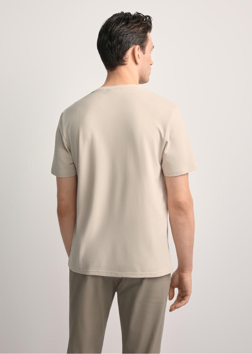 Beige cotton men's t-shirt TSHMT-0129-80(Z25)