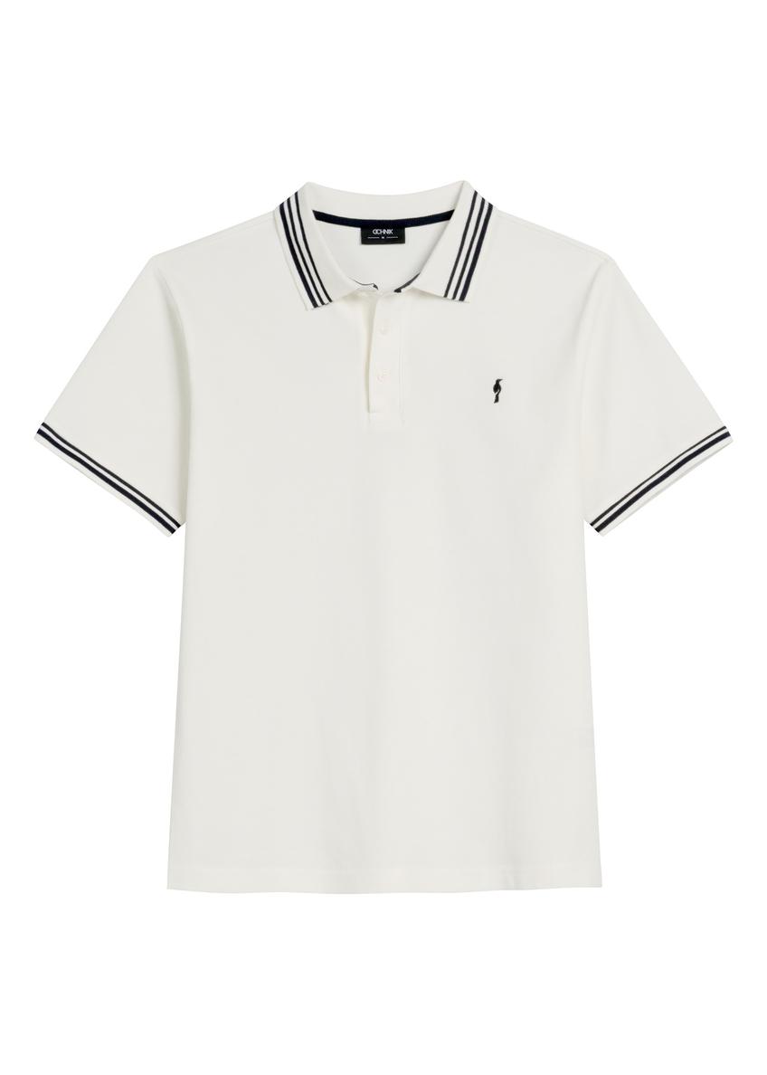 Cream men's polo shirt POLMT-0091-0B(W26)