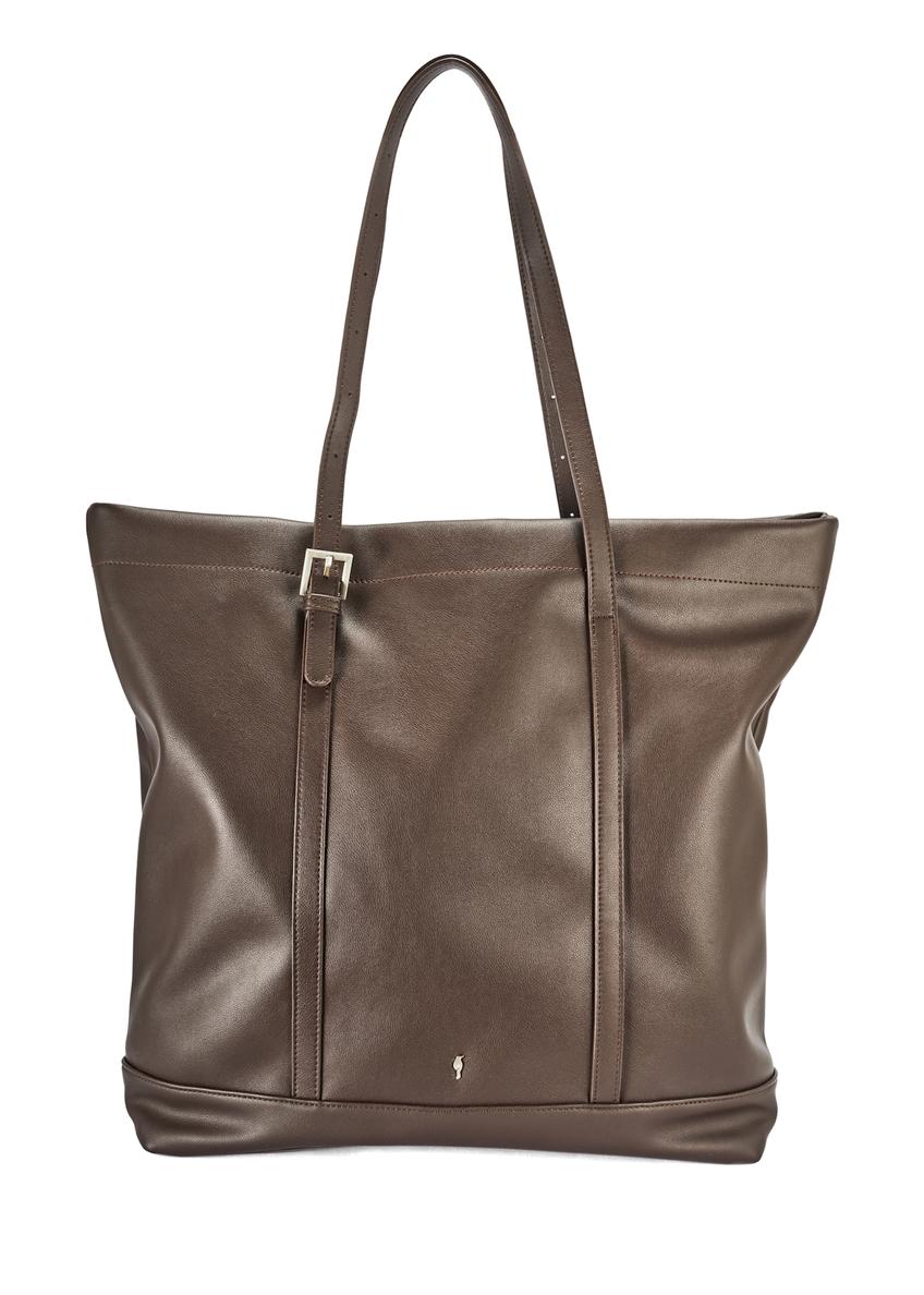 Large brown women's shopper bag TOREC-1067-89(Z25)