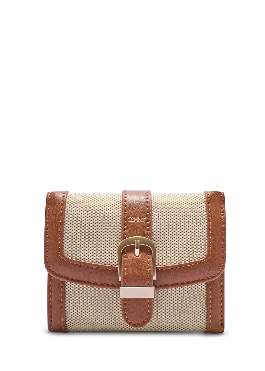 Small beige women's wallet POREC-0433-0P(W26) - front product view, on white background.