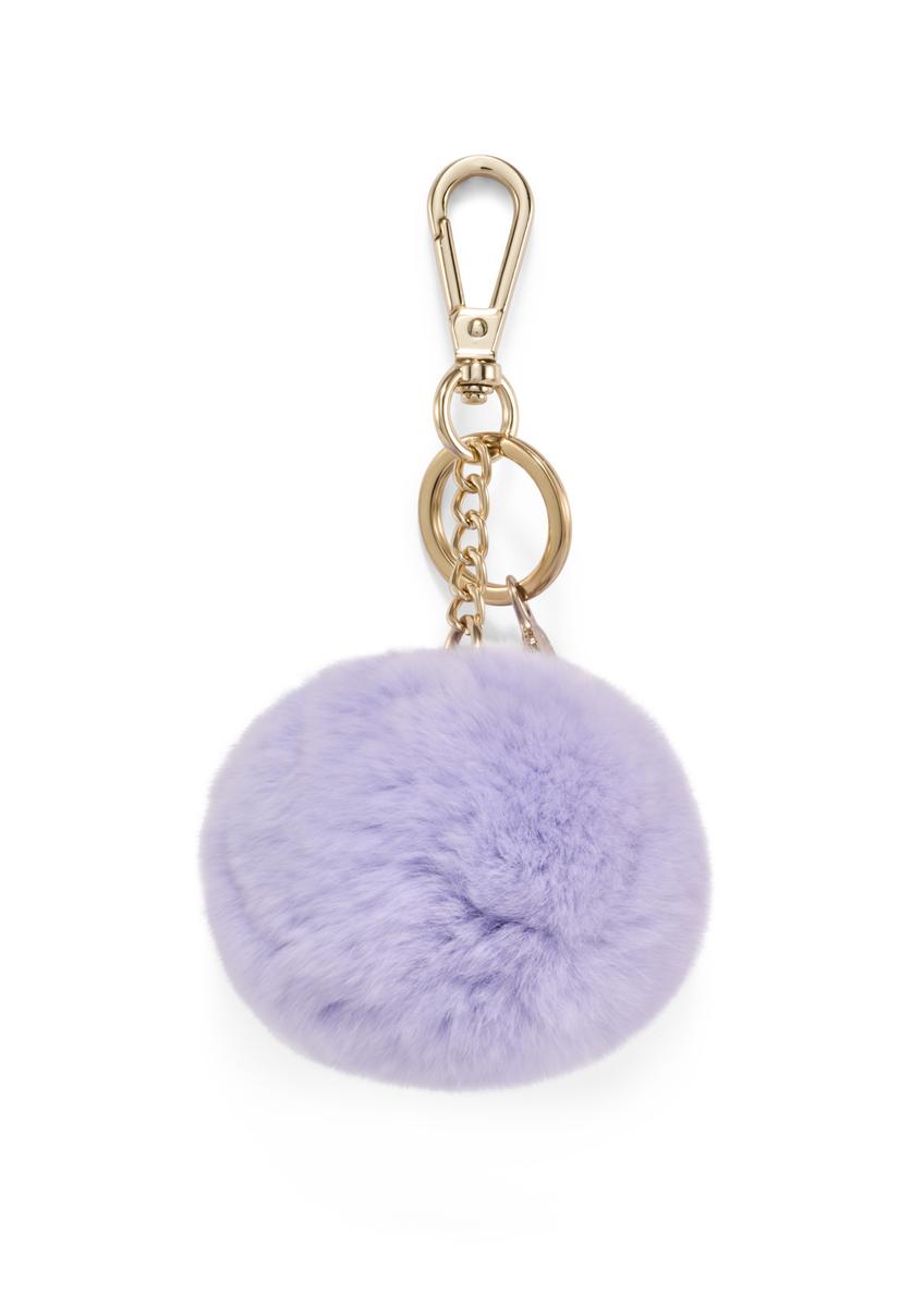 Lilac pompom keychain BRELOK-117A-6A(Z26), front product view on white background.