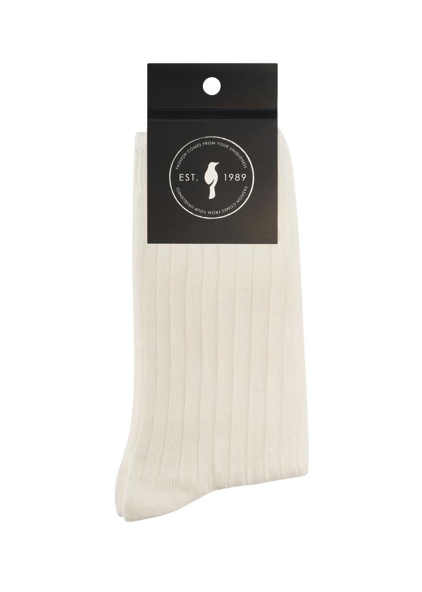 White ribbed long women's socks SKADT-0072-0B(W26)