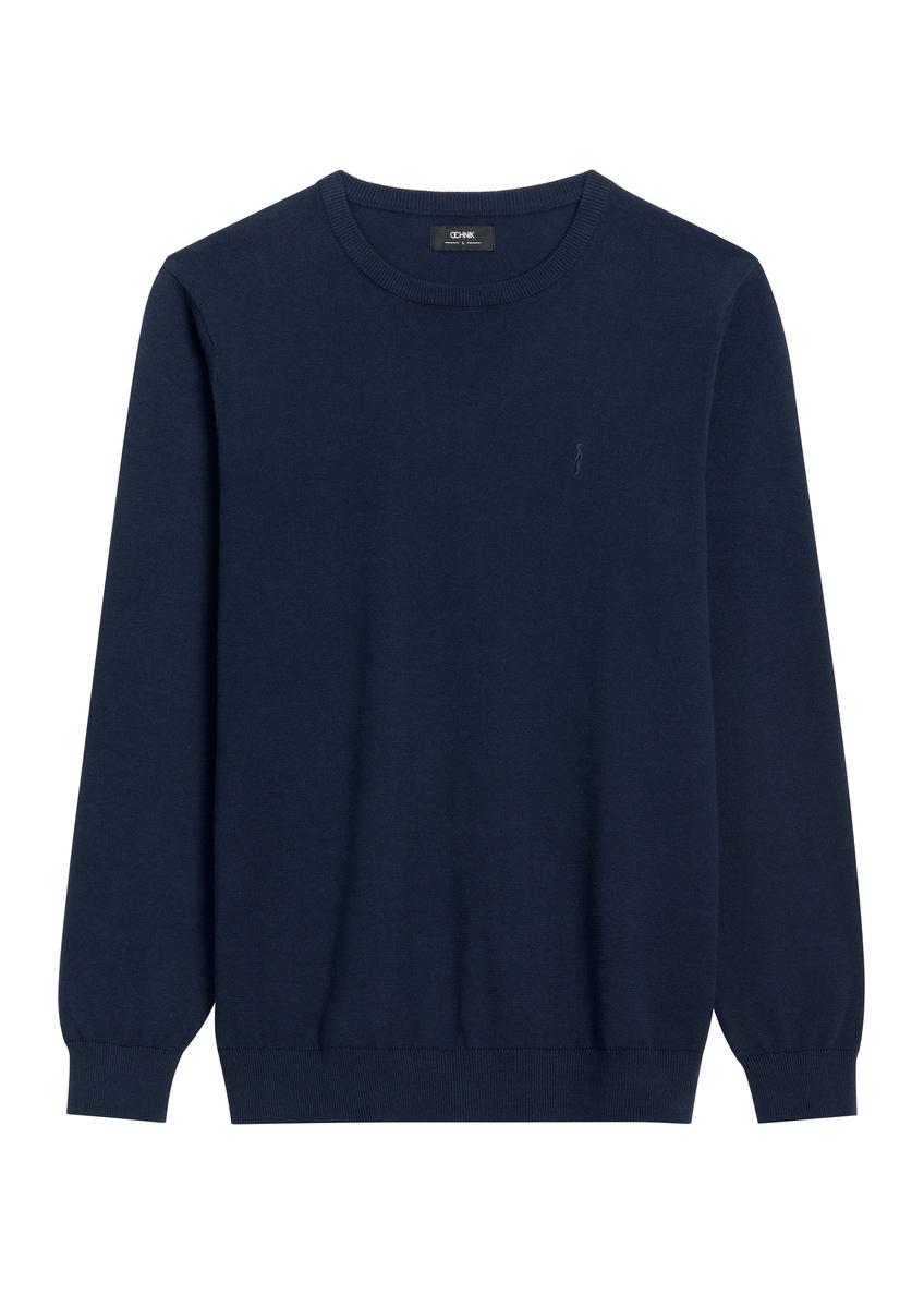 Navy blue cotton men's sweater SWEMT-0114A-7E(Z26)