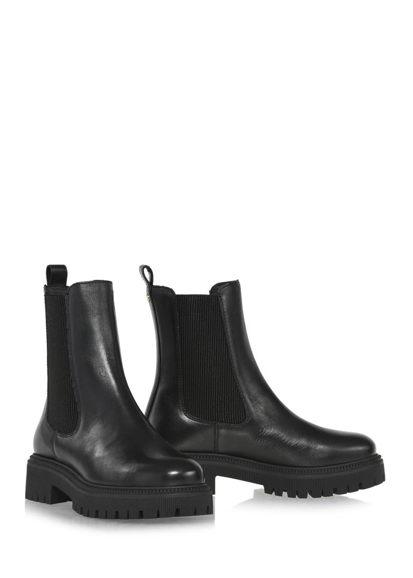 Black leather ankle boots for women BUTYD-1120-99(Z24)