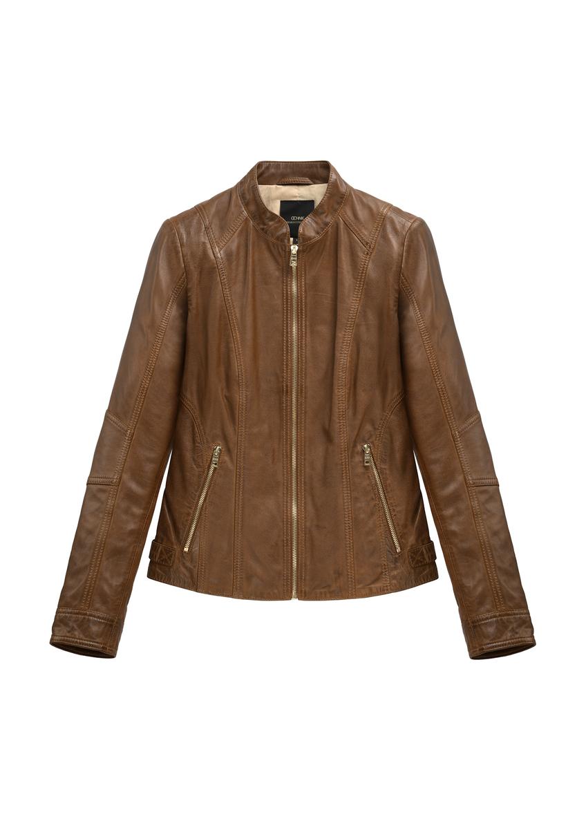 Women's brown leather jacket KURDS-0602-1F(W26)