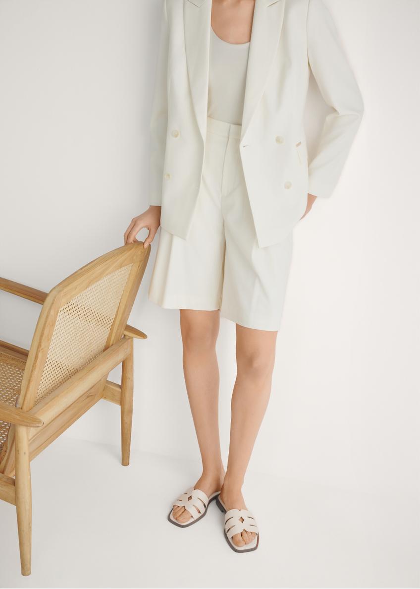 Women's cream leather flip-flops BUTYD-1224-0B(W26)