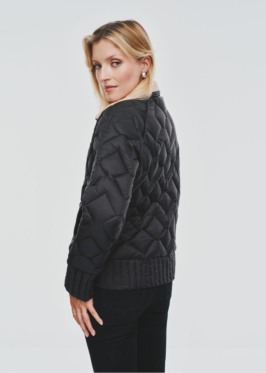 Black quilted transitional women's jacket KURDT-0571-99(Z24)