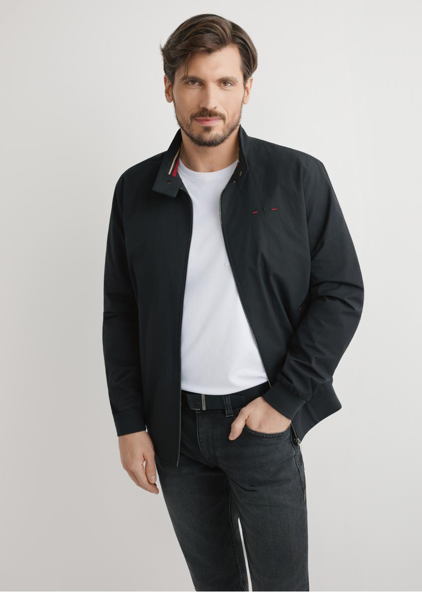 Men's black lightweight transitional jacket KURMT-0370-99(W25), front product view on model. Half silhouette visible.