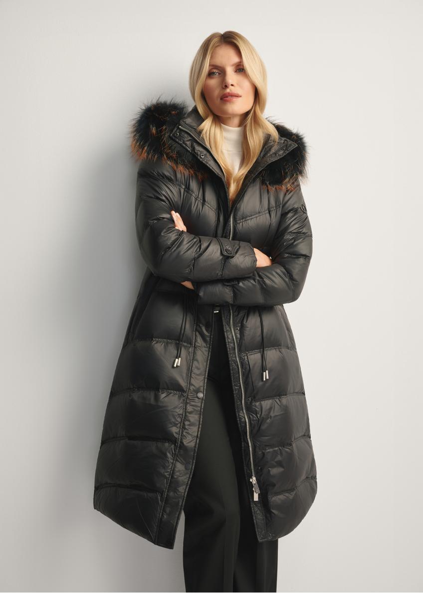 Black women's winter jacket with natural fur KURDT-0618-99(Z25)