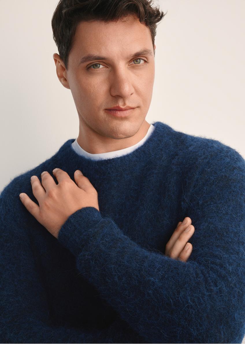 Navy blue men's wool sweater SWEMT-0171-68(Z25)