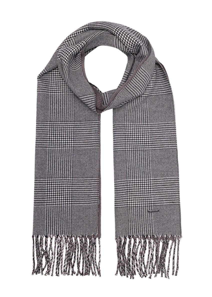 Gray men's checkered scarf SZAMT-0081A-9J(Z26)