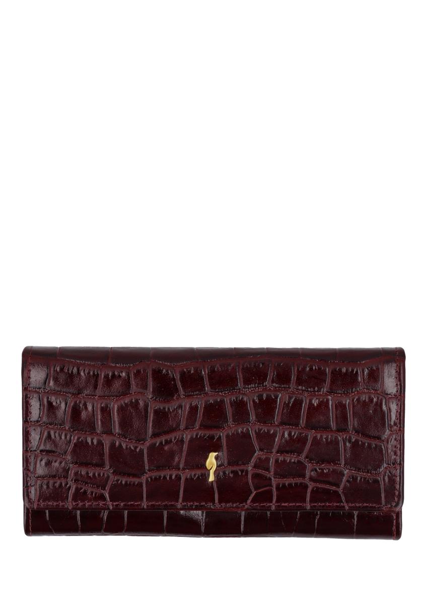 Women's burgundy leather wallet PORES-0889B-4D(Z26), front view on a white background.