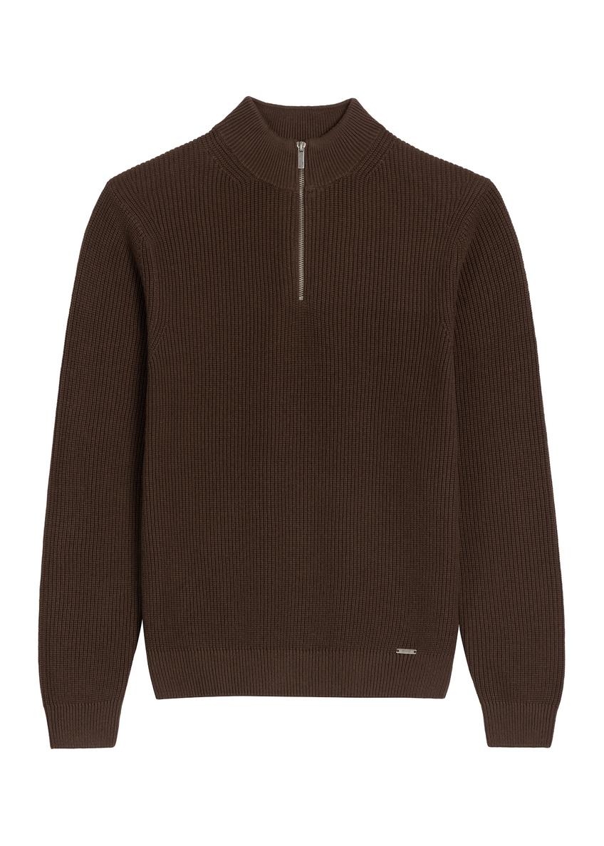 Dark brown men's sweater SWEMT-0175-1I(Z26)