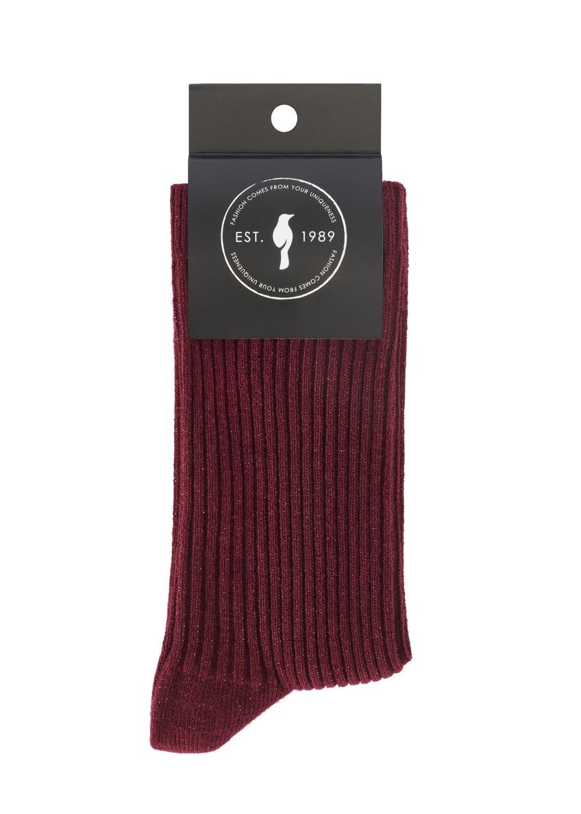 Burgundy shiny women's socks SKADT-0074-49(Z25)
