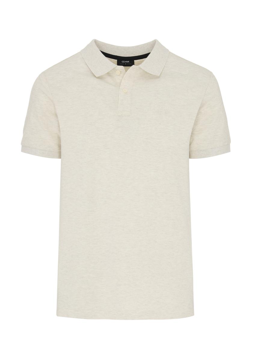 Cream men's polo shirt POLMT-0070-11(W24)-03