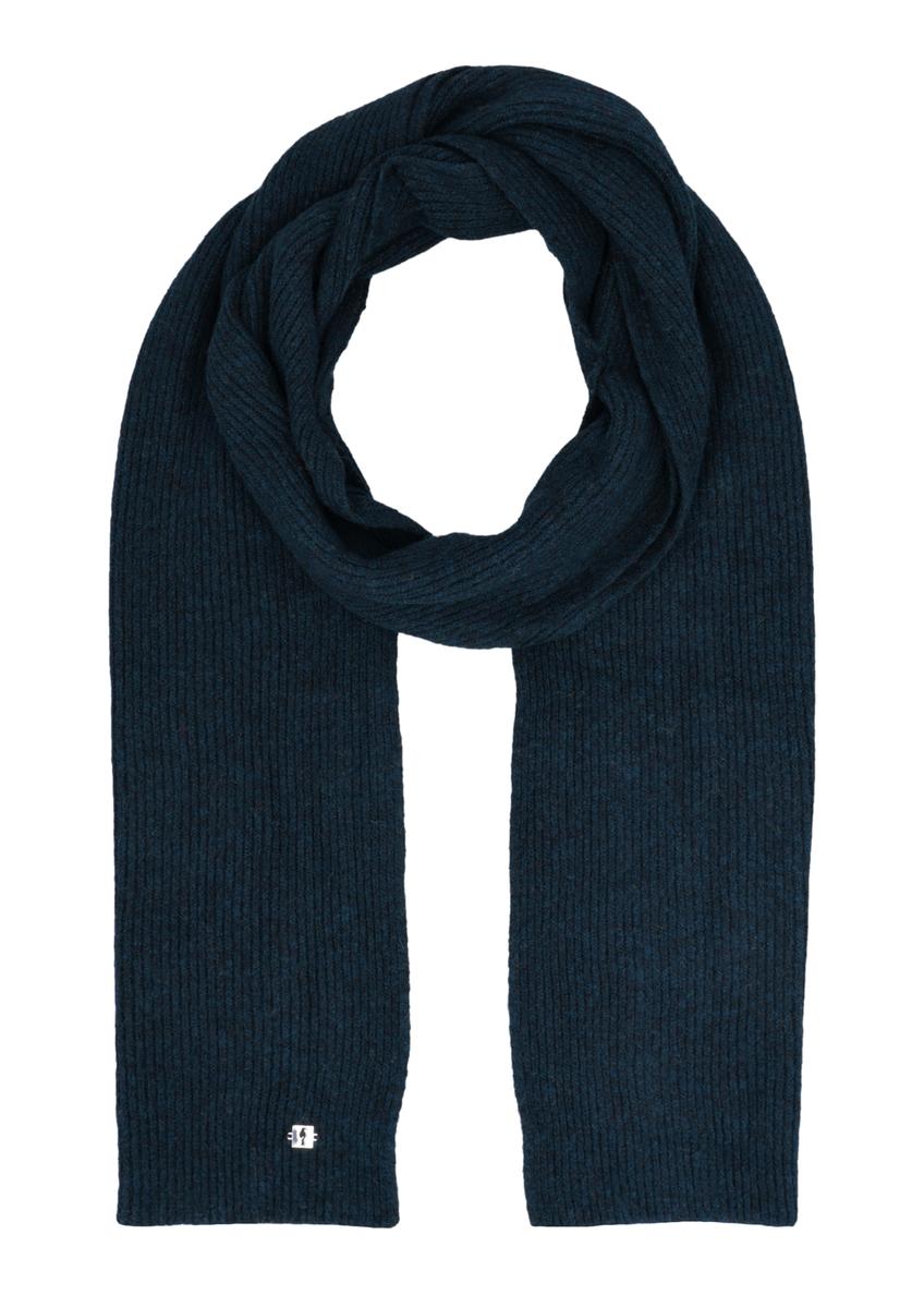 Green women's scarf with a wool blend SZADT-0202-8C(Z26), front view of the product on a white background.