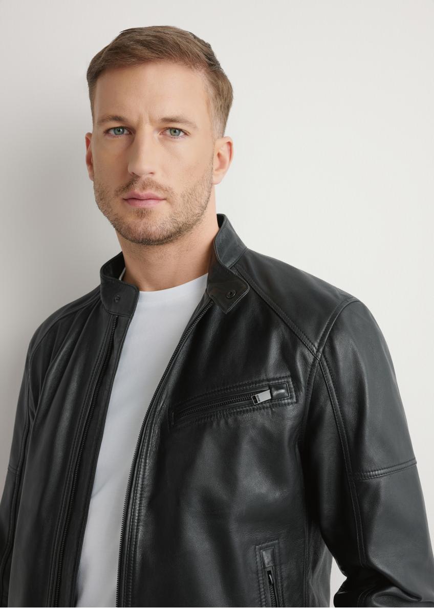 Black men's leather jacket KURMS-0400-99(W26)