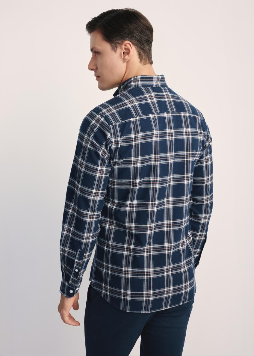 Navy blue men's checkered shirt KOSMT-0344-68(Z25)