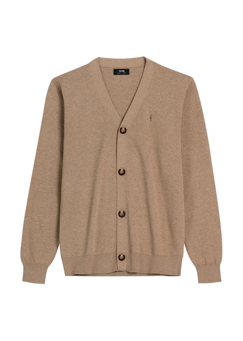 Men's cotton cardigan in camel color KARMT-0003A-1D(Z26)