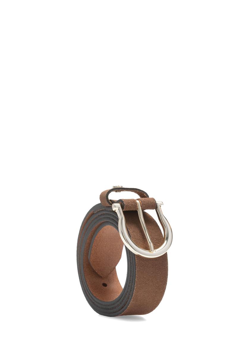 Brown leather women's belt PASDS-0274B-89(W25)