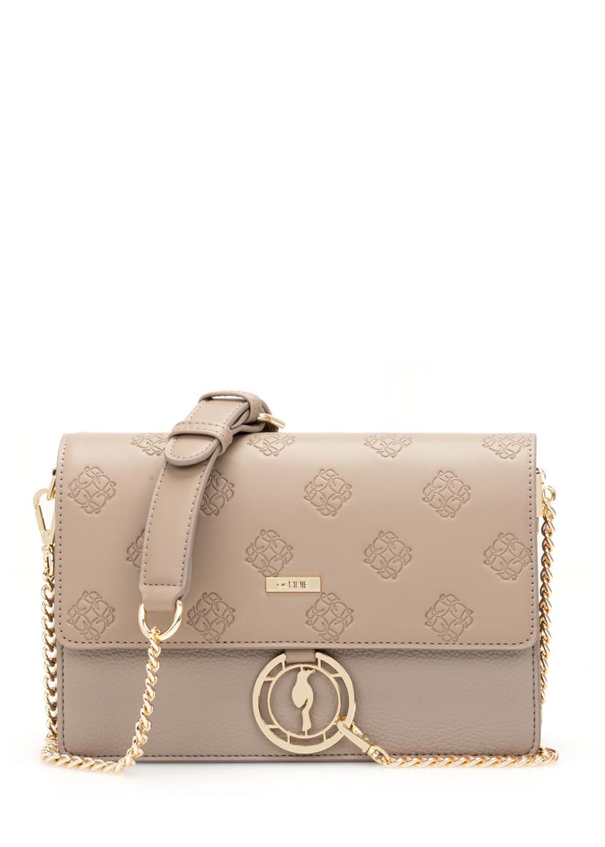 Dark beige women's handbag with monogram TOREC-0536-1K(W26)