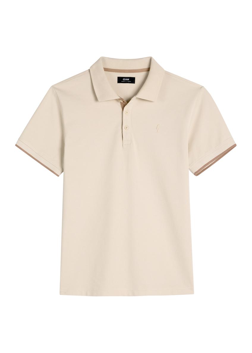 Light beige cotton polo shirt POLMT-0045B-1A(W26)