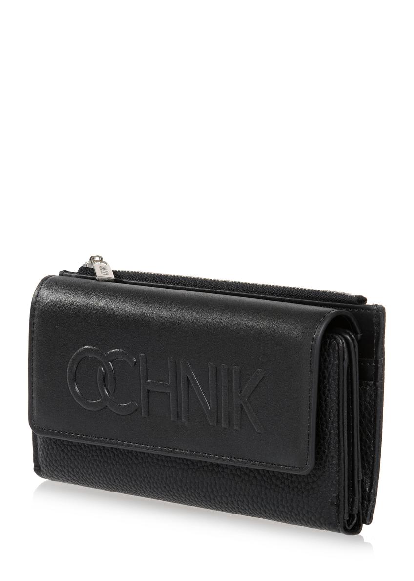 Large black women's wallet with logo POREC-0343-99(Z24)