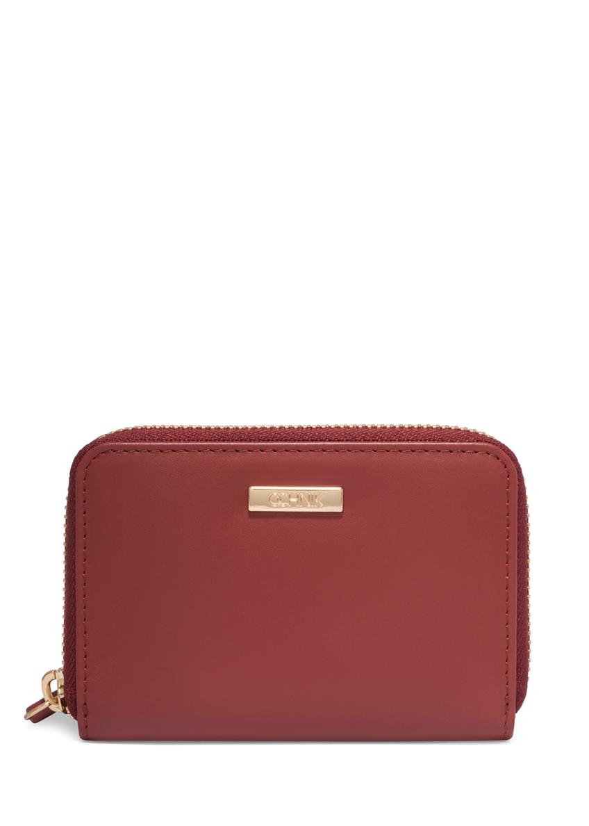 Red medium leather women's wallet PORES-1023-3D(Z26), front product view on white background.